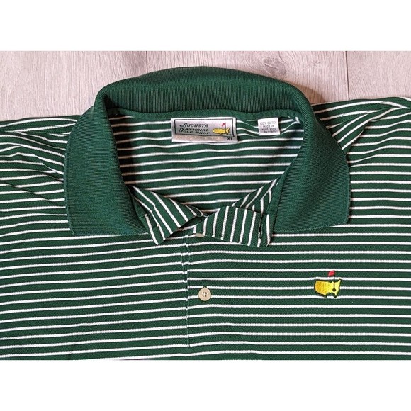 Masters Collection Shirt Green Stripe Short Sleeve 60's Two Ply Polo Mens XL - Picture 2 of 8